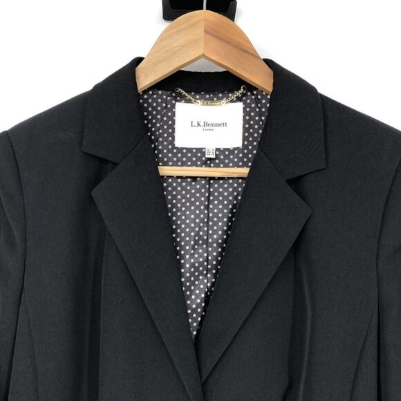 L.K. Bennett Black 3 button Blazer petite length 3/4 rolled sleeves size 10 - Picture 8 of 16